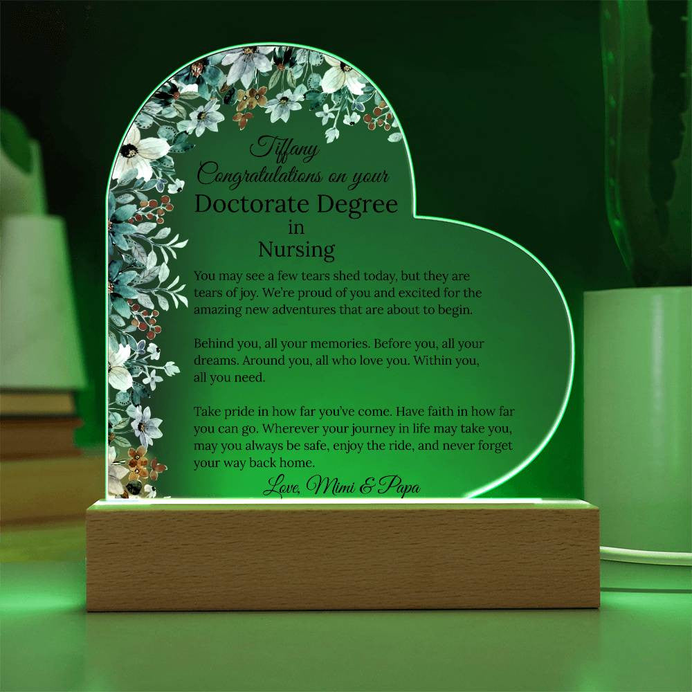 Personalized Doctorate Degree Graduation Plaque