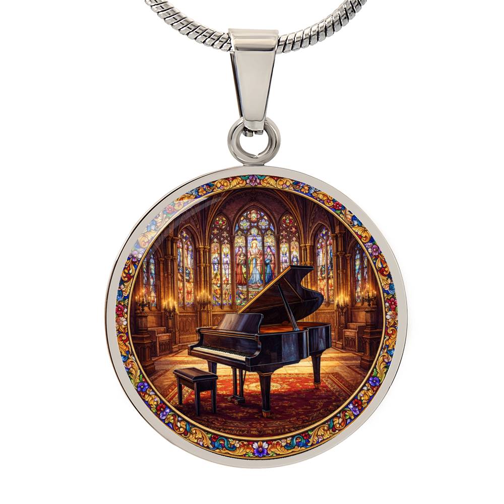 Grand Piano Necklace Pendant, Stained Glass Inspired Jewelry, Music Lover Gift, Elegant Piano Keychain, Unique Bracelet Charm, Gift for Pianists