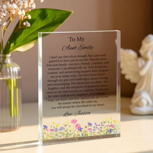 Aunt Floral Acrylic Plaque Gift