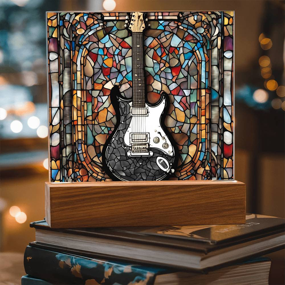 Acrylic Guitar Stained Glass Acrylic Plaque, Guitar Nightlight, Guitar Lover Gift, Guitar Player Gift, Guitar Picture Plaque, Music Lover-[Heartfelt Family Gift]