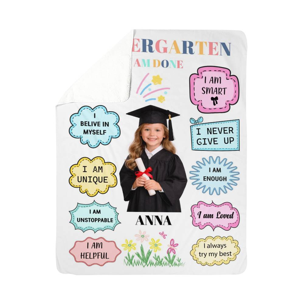 Personalized Kindergarten Graduation Photo Affirmation Blanket