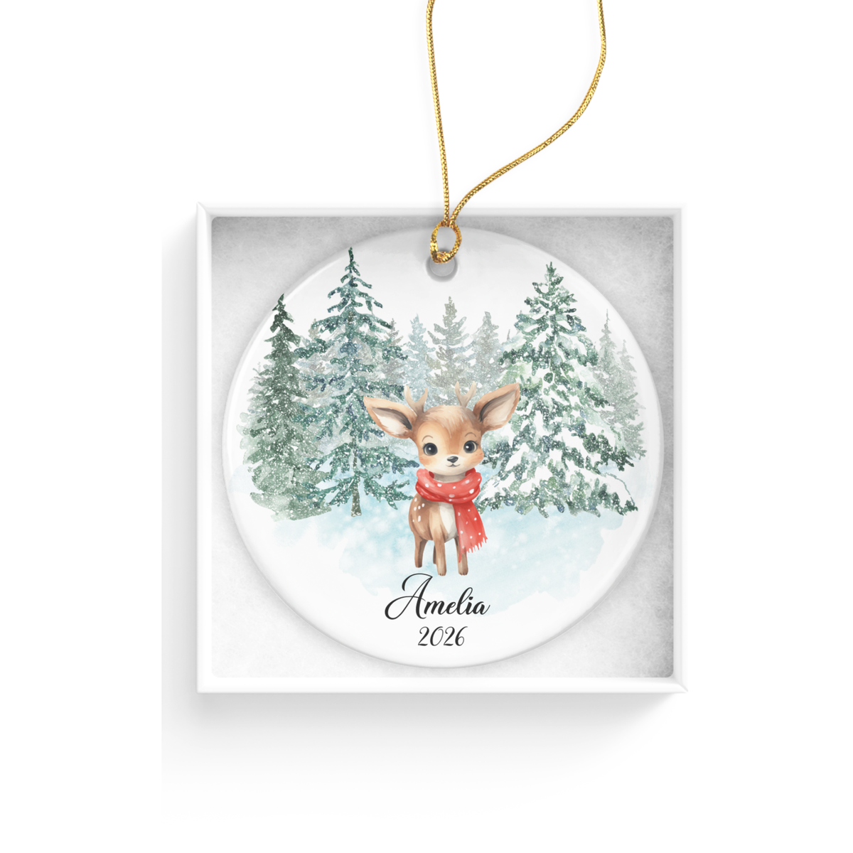 Woodland Deer Child Christmas Ornament