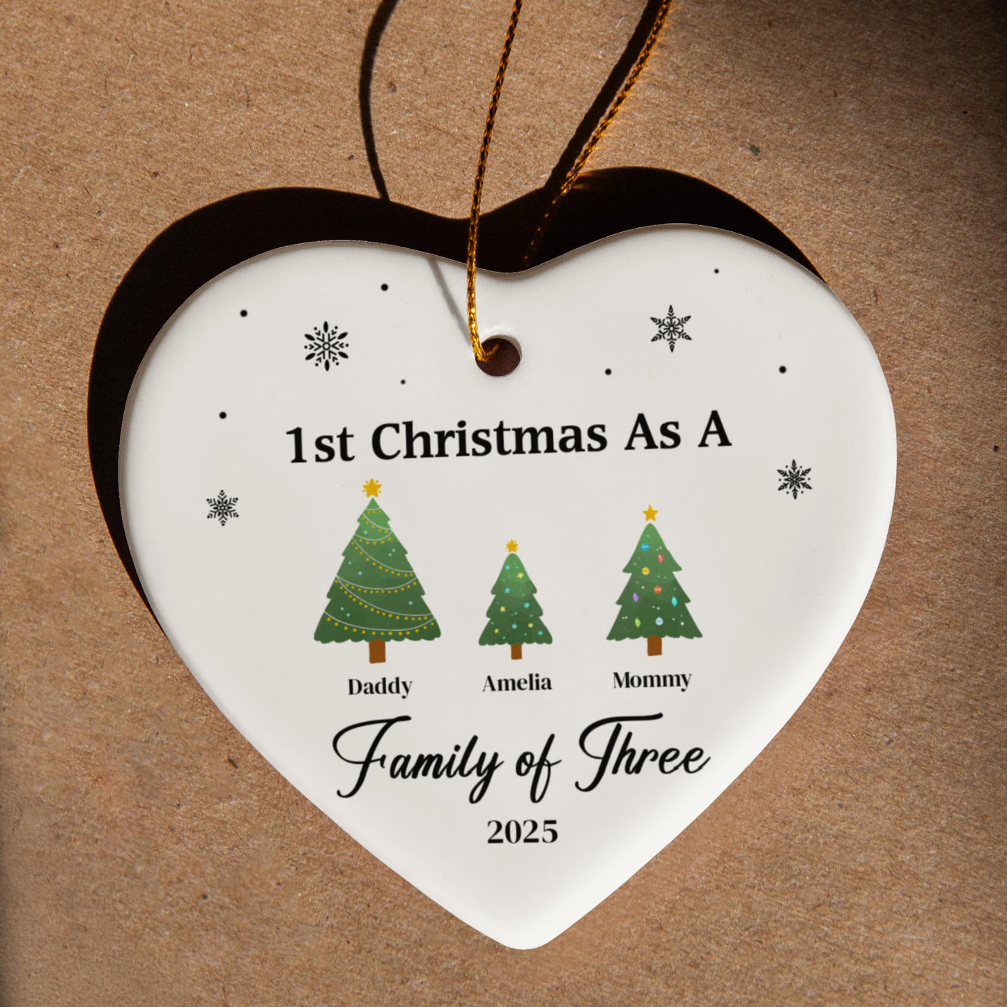 1st Christmas as a Family of Three Christmas Ornament