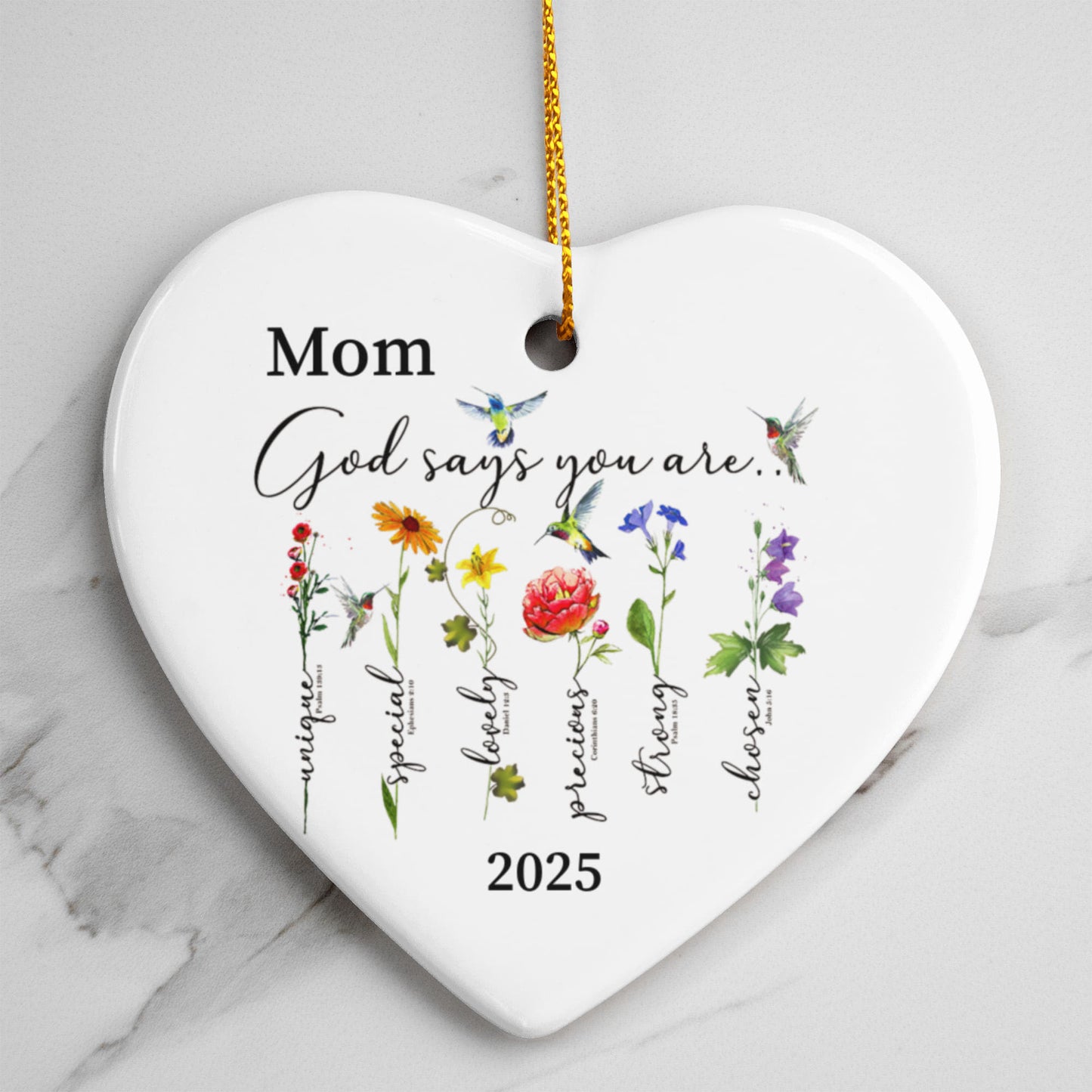 Mom Ceramic Heart Ornament