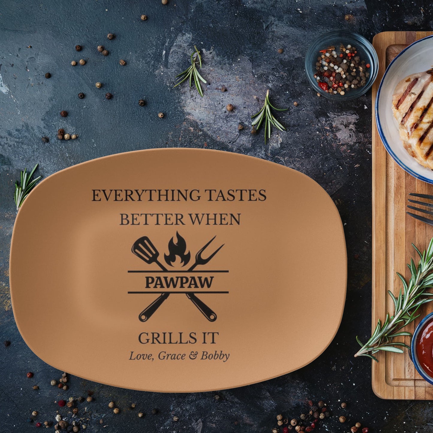 Copy Personalized BBQ Platter, Gift for Dad, Everything Tastes Better Plate, Custom Grill Plate, Dad Grilling Gift, Father's Day Present