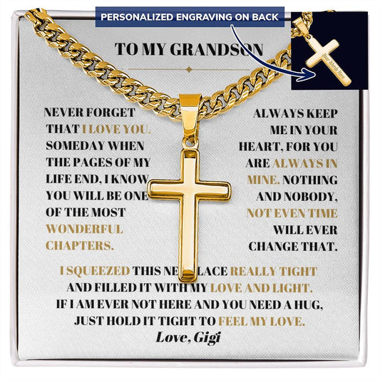 Personalized Cross with Cuban Link Chain
