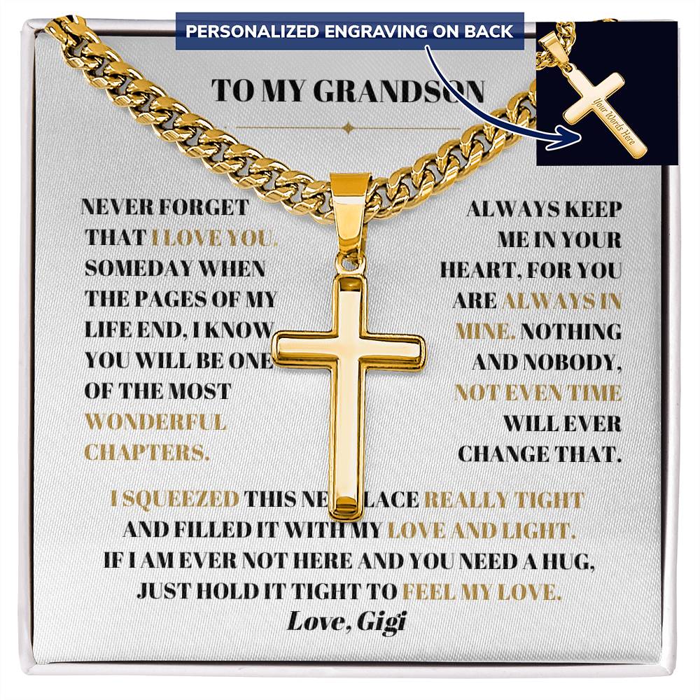 Personalized Cross with Cuban Link Chain