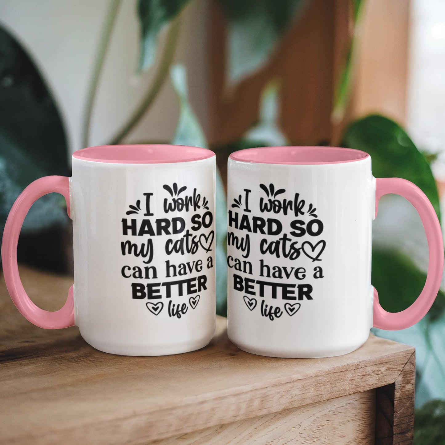 Cat Lover Color Accent Coffee Mug for Office Coworker  - 7 Colors