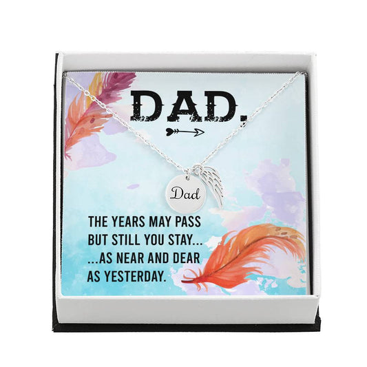 Dad Memorial Necklace Angel Wing Charm-[Heartfelt Family Gift]