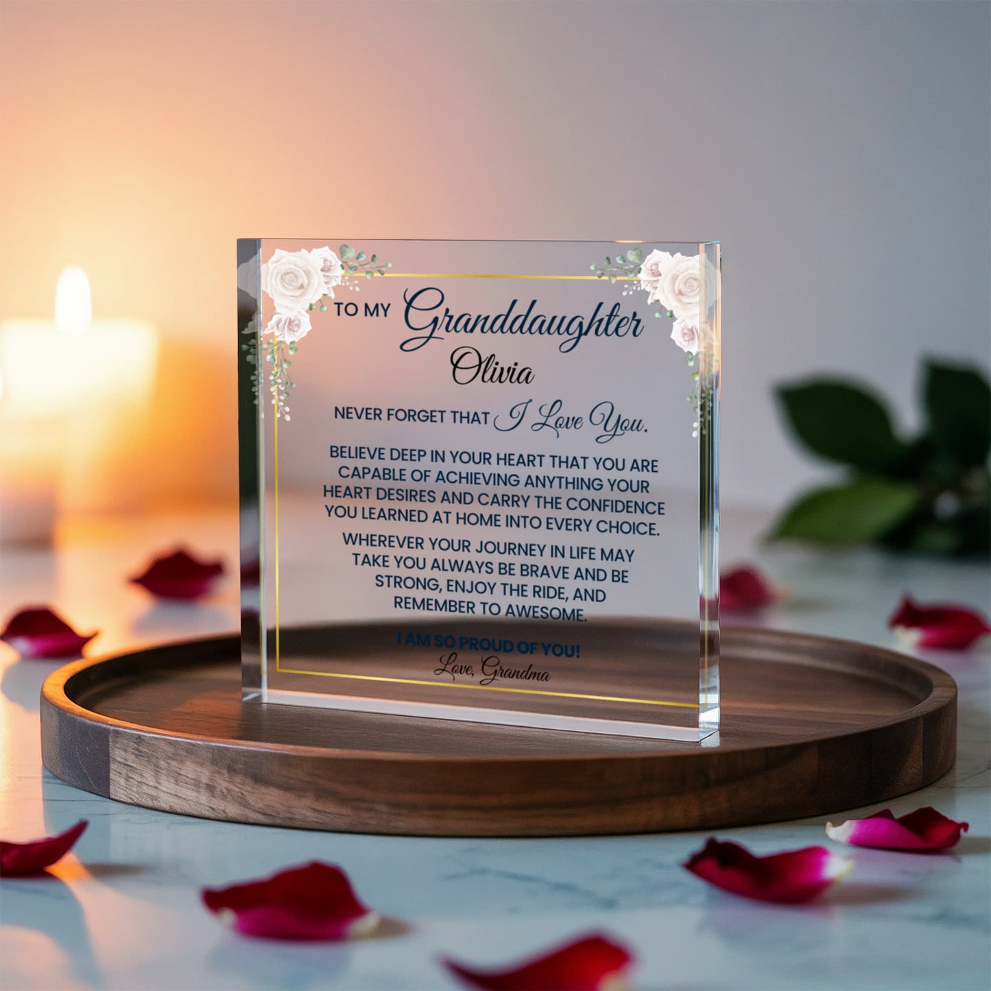 Personalized Granddaughter Plaque, Acrylic Gift From Grandma, Sentimental Keepsake, Gift For Granddaughter, Birthday Gift