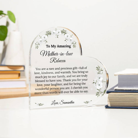 Personalized Mother in Law Heart Plaque