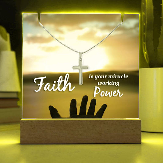 Faith Is Your Miracle Religious Plaque & Cross Gift Set-[Heartfelt Family Gift]