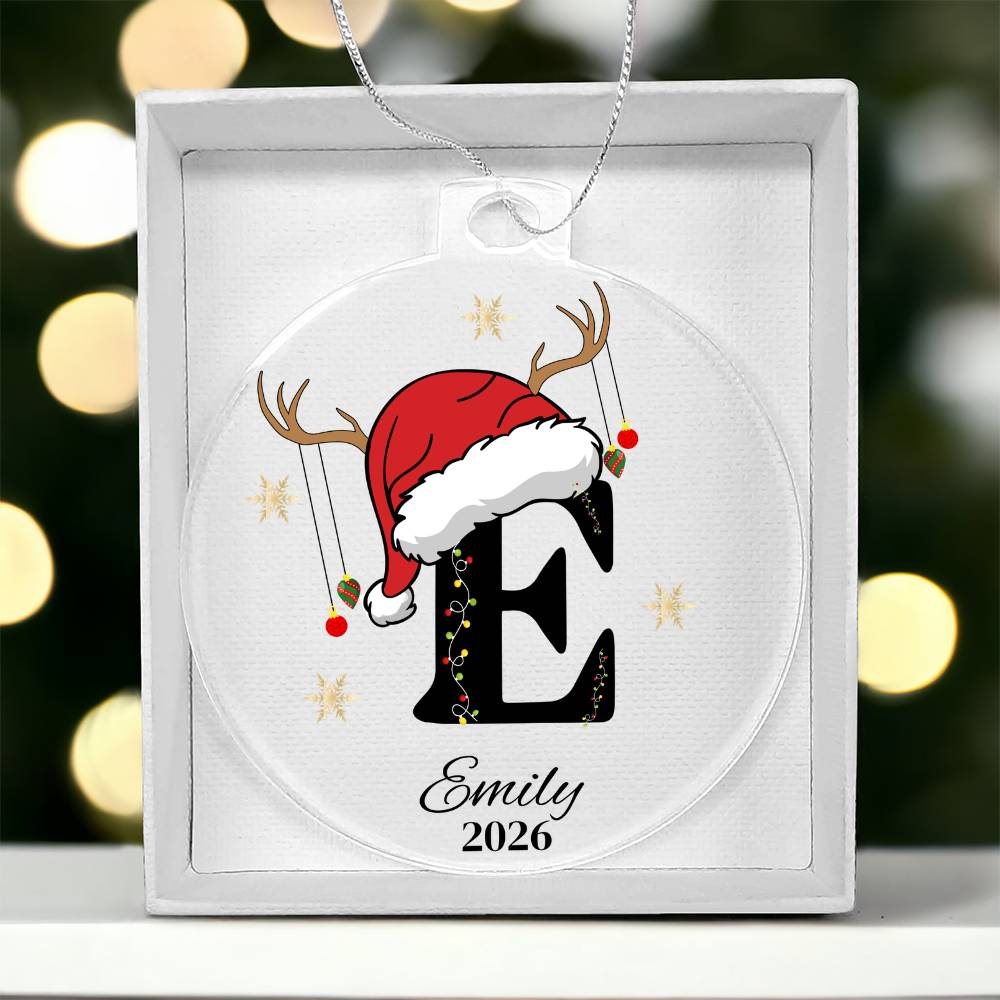 Personalized Letter Name Santa Hat Christmas Ornament