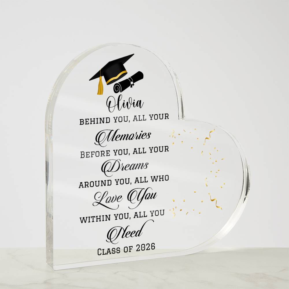 Class of 2026 Graduation Gift Acrylic Heart Plaque