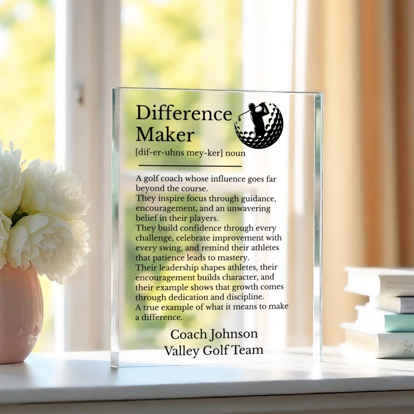 Golf Coach Difference Maker Plaque