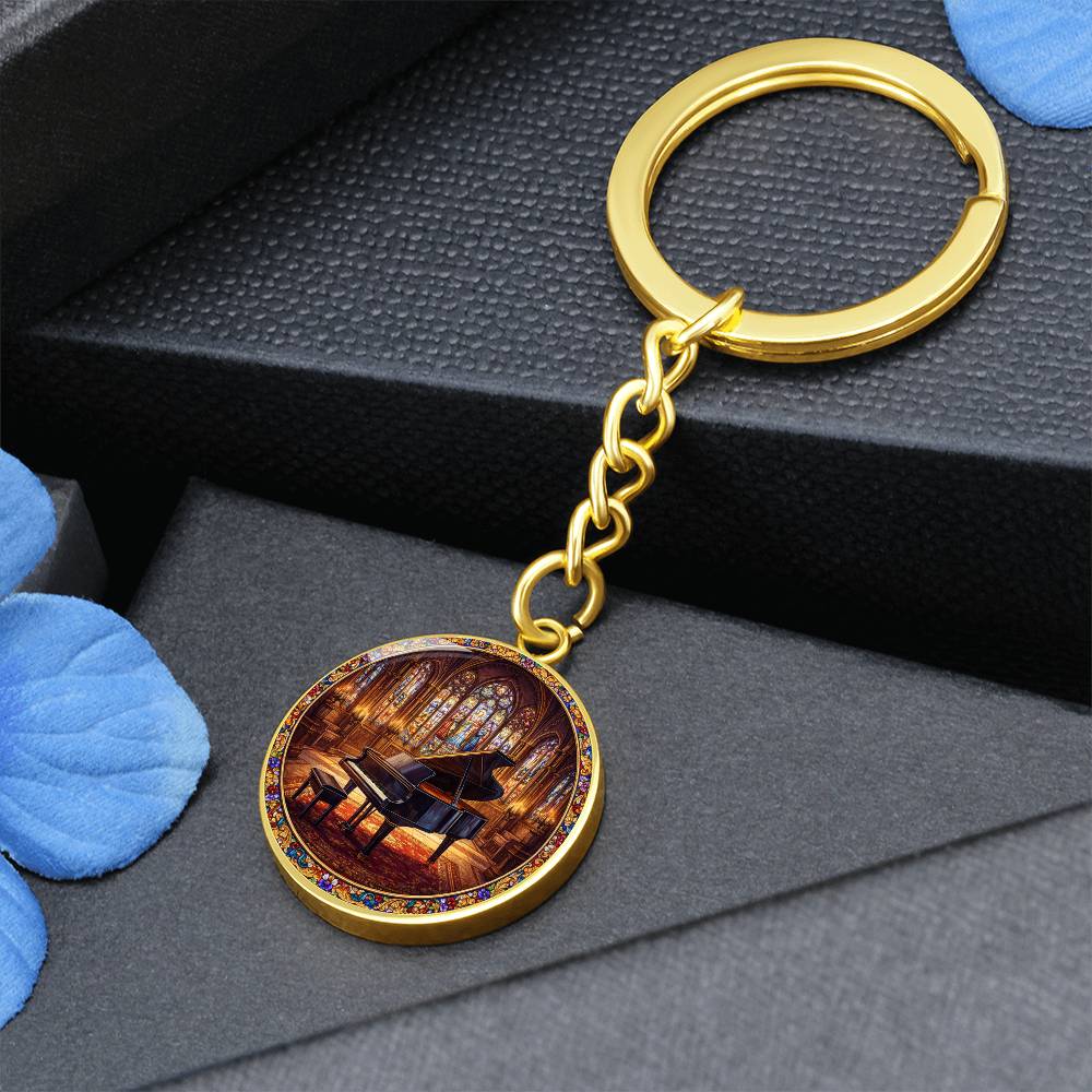 Grand Piano Necklace Pendant, Stained Glass Inspired Jewelry, Music Lover Gift, Elegant Piano Keychain, Unique Bracelet Charm, Gift for Pianists