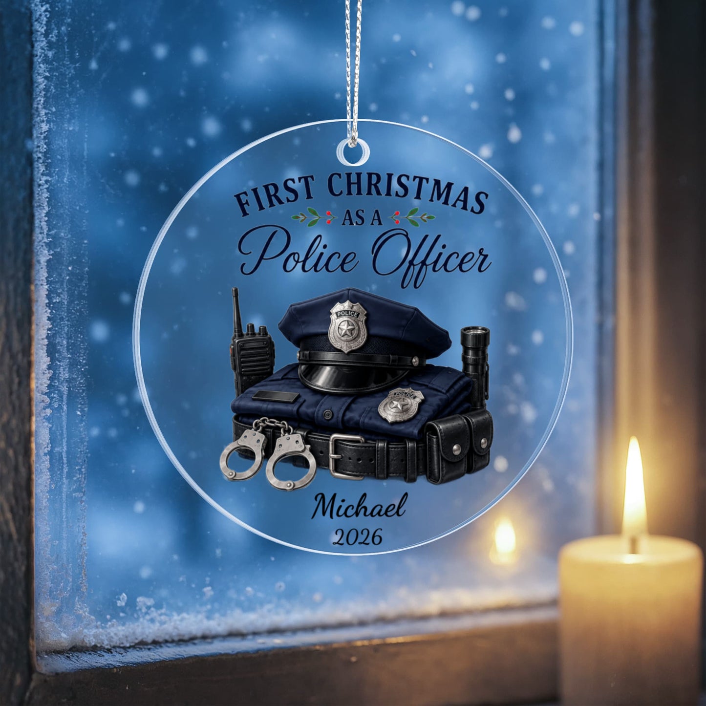 1st Christmas Police Ornament, Police Officer Gift, Personalized Acrylic Ornament, Law Enforcement Keepsake, Holiday Tree Decoration