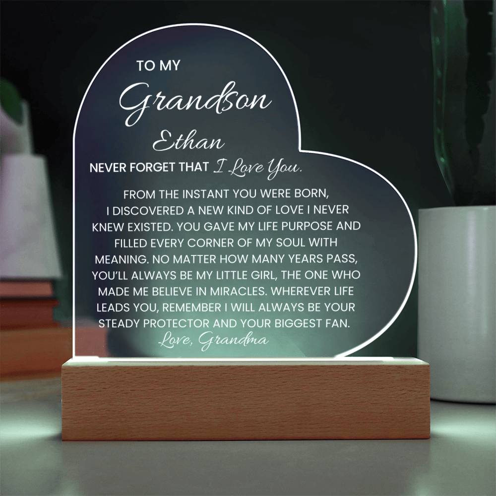 Personalized Lighted Heart Plaque Gift from Grandma Grandpa