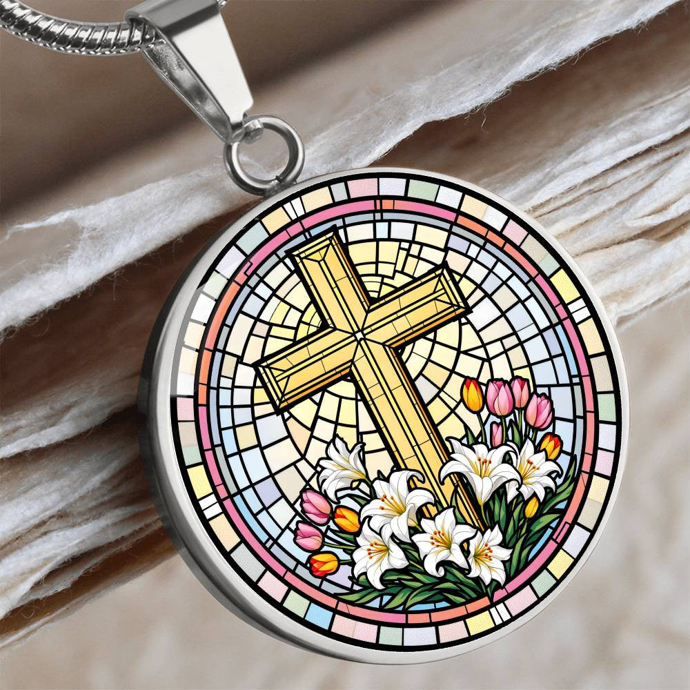 Engraved Cross Pendant Necklace