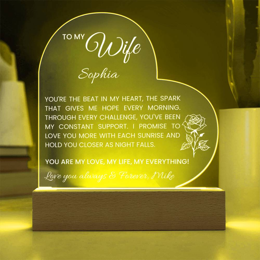 Personalized Wife Acrylic Heart Plaque