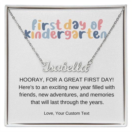 First Day of Kindergarten Back to School Name Necklace Gift-[Heartfelt Family Gift]