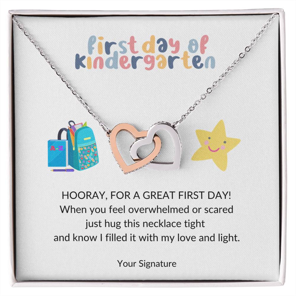 First Day of Kindergarten Joined Hearts Back to School Necklace-[Heartfelt Family Gift]