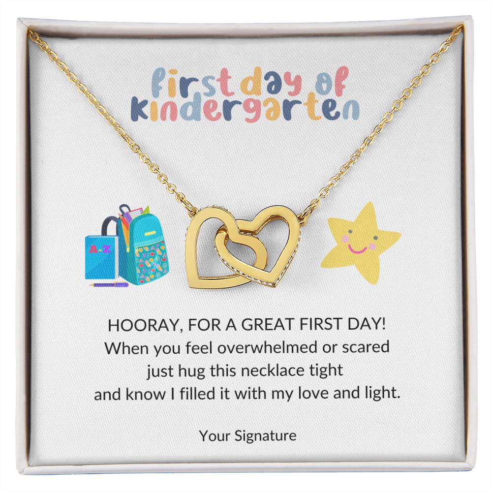 First Day of Kindergarten Joined Hearts Back to School Necklace-[Heartfelt Family Gift]