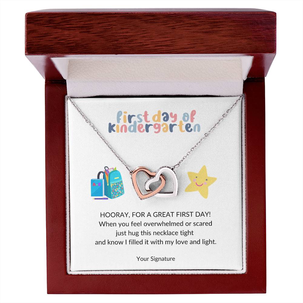 First Day of Kindergarten Joined Hearts Back to School Necklace-[Heartfelt Family Gift]