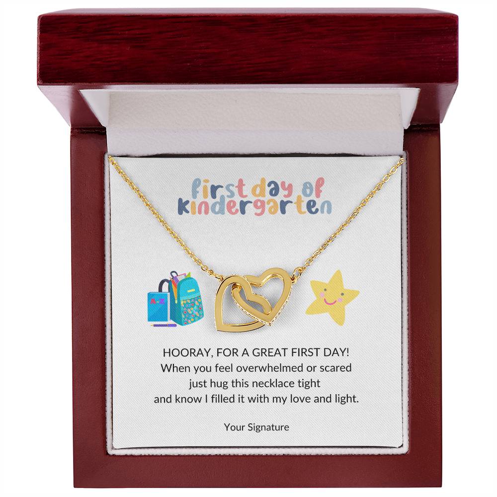 First Day of Kindergarten Joined Hearts Back to School Necklace-[Heartfelt Family Gift]