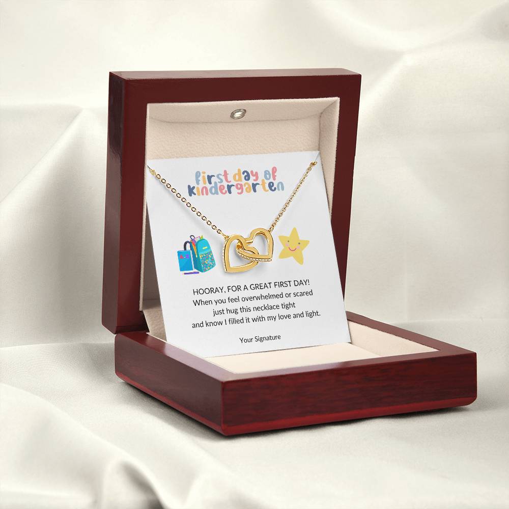 First Day of Kindergarten Joined Hearts Back to School Necklace-[Heartfelt Family Gift]