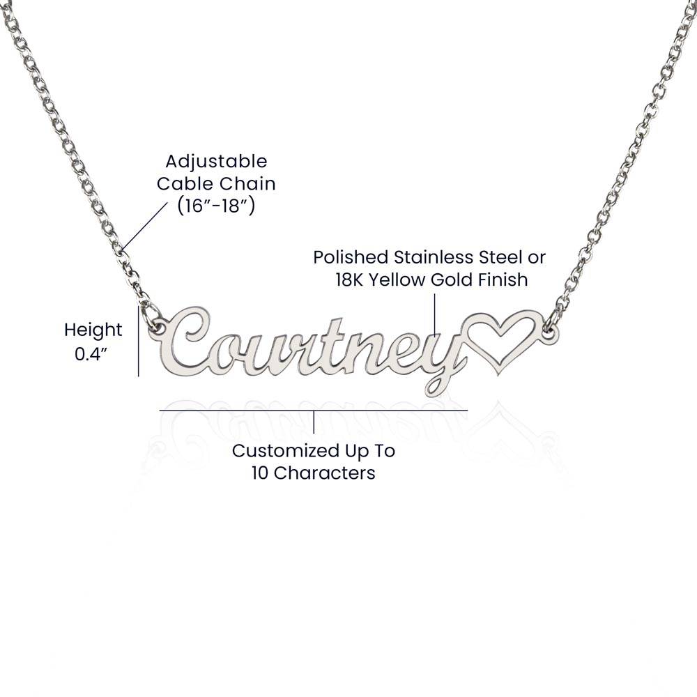 First Day of Preschool Name Necklace with Heart-[Heartfelt Family Gift]