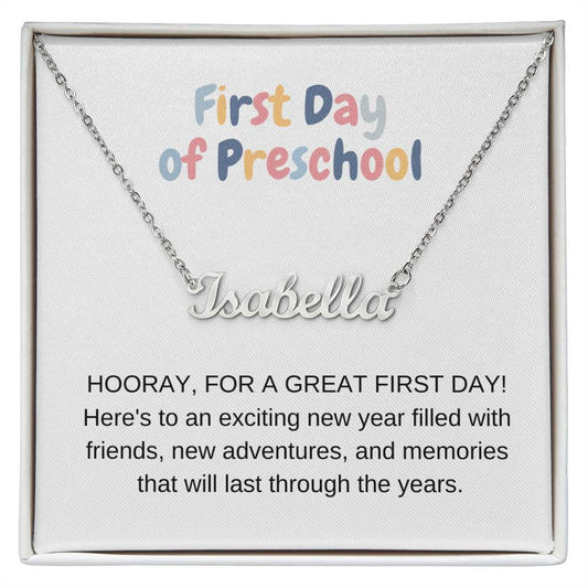First Day of Preschool Personalized Name Necklace-[Heartfelt Family Gift]