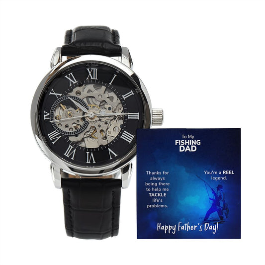 Fishing Dad Men's Openwork Watch with Lighted Gift Box-[Heartfelt Family Gift]