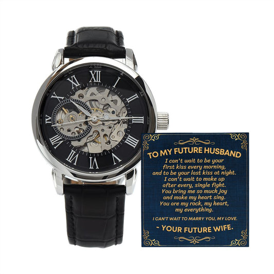 Future Husband Men's Openwork Watch with Lighted Gift Box-[Heartfelt Family Gift]