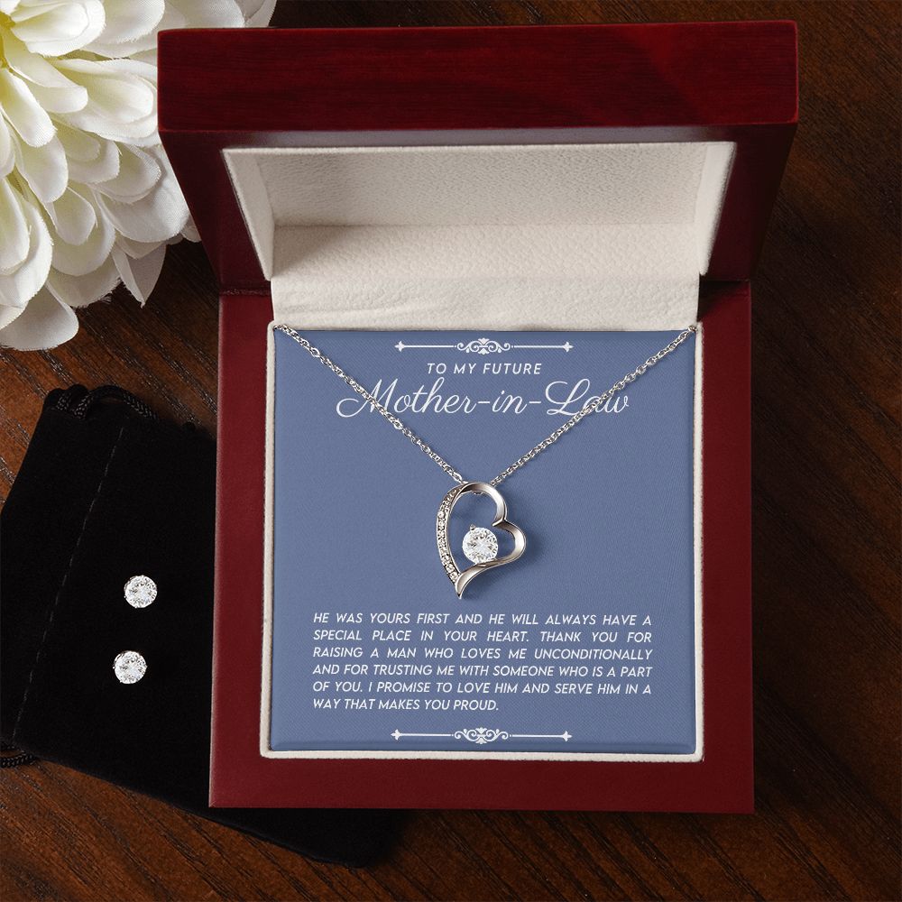 Future Mother in Law Heart Necklace Earring Set Gift From Bride-[Heartfelt Family Gift]