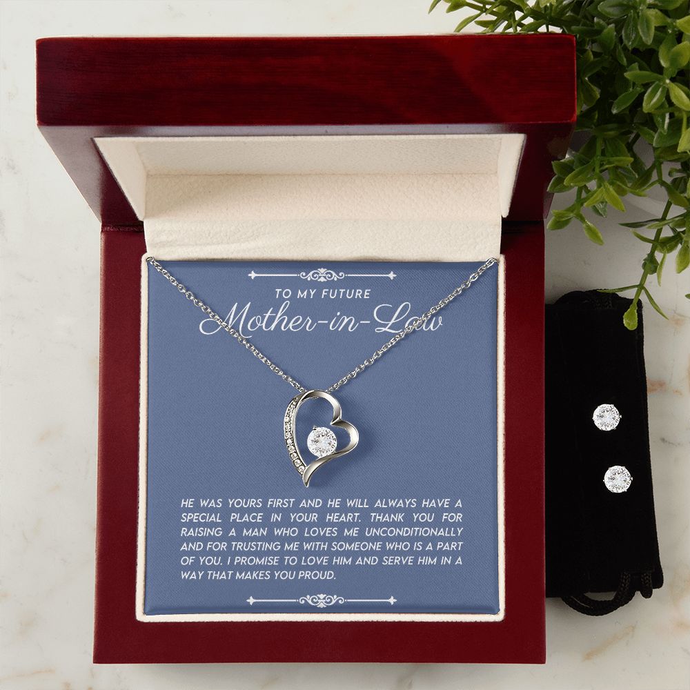 Future Mother in Law Heart Necklace Earring Set Gift From Bride-[Heartfelt Family Gift]