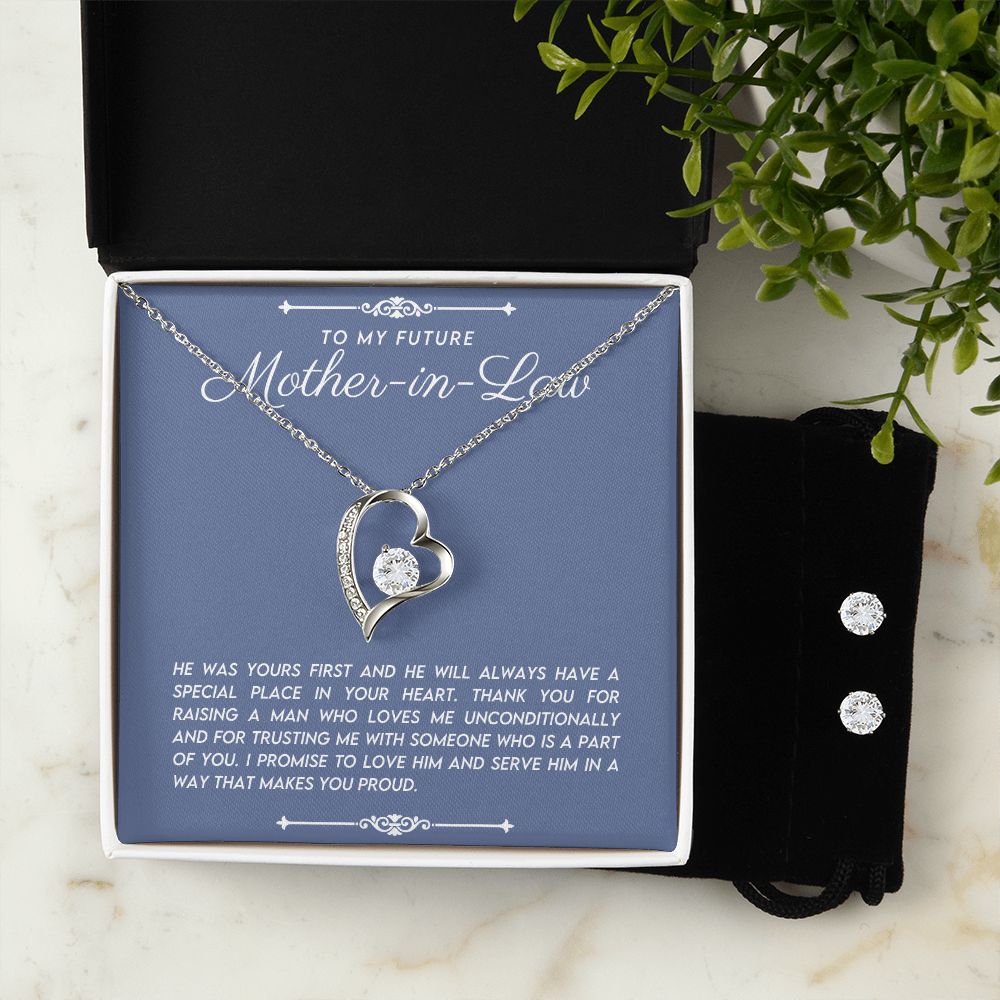 Future Mother in Law Heart Necklace Earring Set Gift From Bride-[Heartfelt Family Gift]