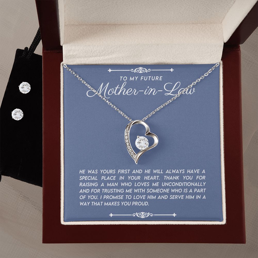 Future Mother in Law Heart Necklace Earring Set Gift From Bride-[Heartfelt Family Gift]