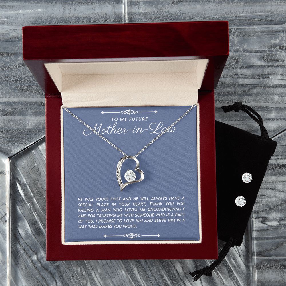 Future Mother in Law Heart Necklace Earring Set Gift From Bride-[Heartfelt Family Gift]
