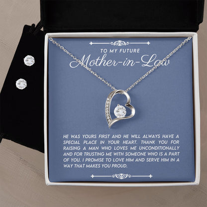 Future Mother in Law Heart Necklace Earring Set Gift From Bride-[Heartfelt Family Gift]