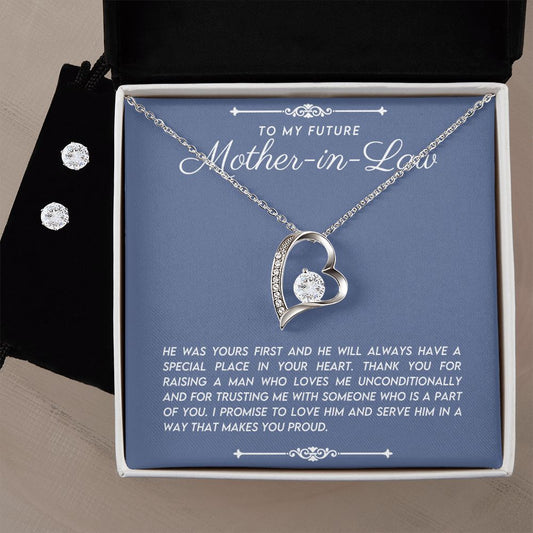 Future Mother in Law Heart Necklace Earring Set Gift From Bride-[Heartfelt Family Gift]