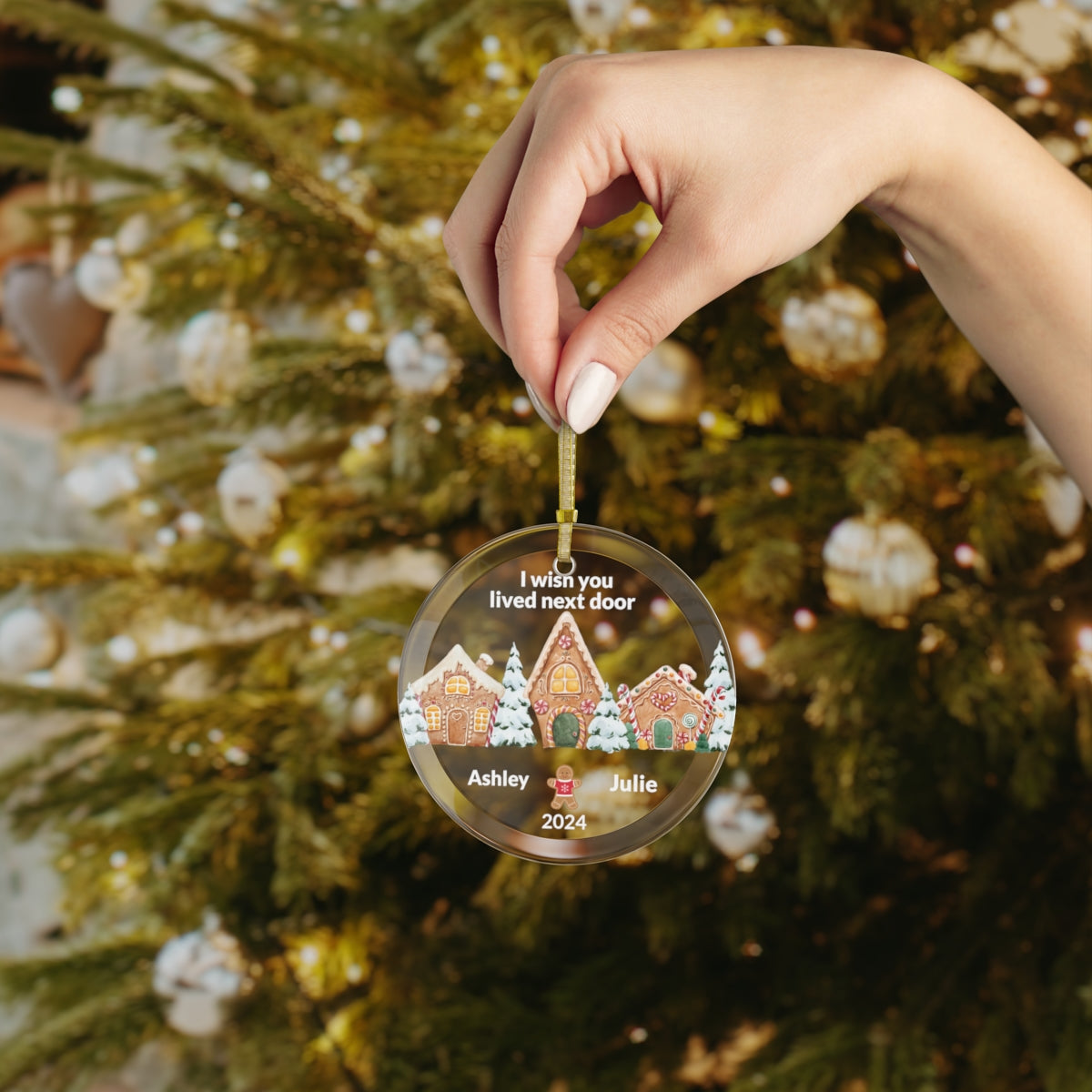 Personalized  Gingerbread Glass Ornament-[Heartfelt Family Gift]