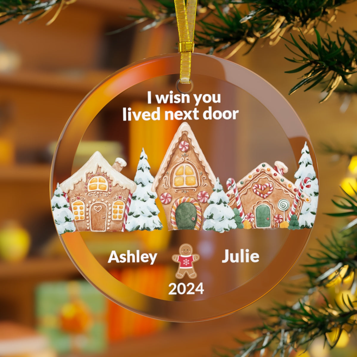 Personalized  Gingerbread Glass Ornament-[Heartfelt Family Gift]