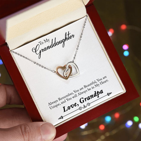 Granddaughter - Always In My Heart Interlocking Necklace-[Heartfelt Family Gift]