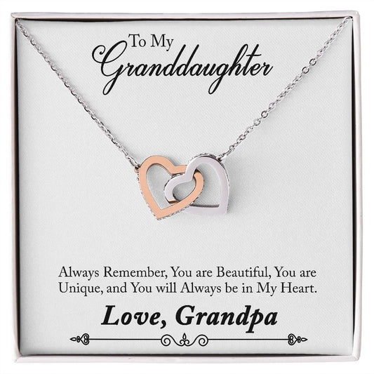 Granddaughter - Always In My Heart Interlocking Necklace-[Heartfelt Family Gift]