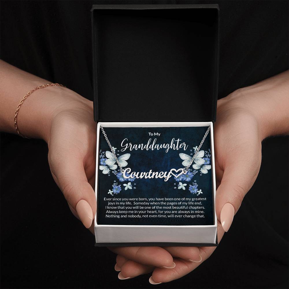 Granddaughter Beautiful Chapters Name Necklace with Heart-[Heartfelt Family Gift]