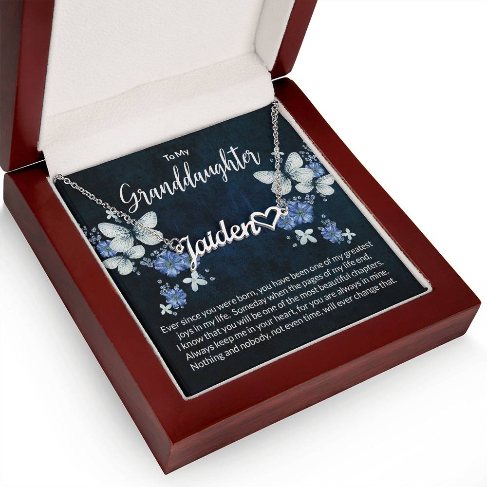 Granddaughter Beautiful Chapters Name Necklace with Heart-[Heartfelt Family Gift]
