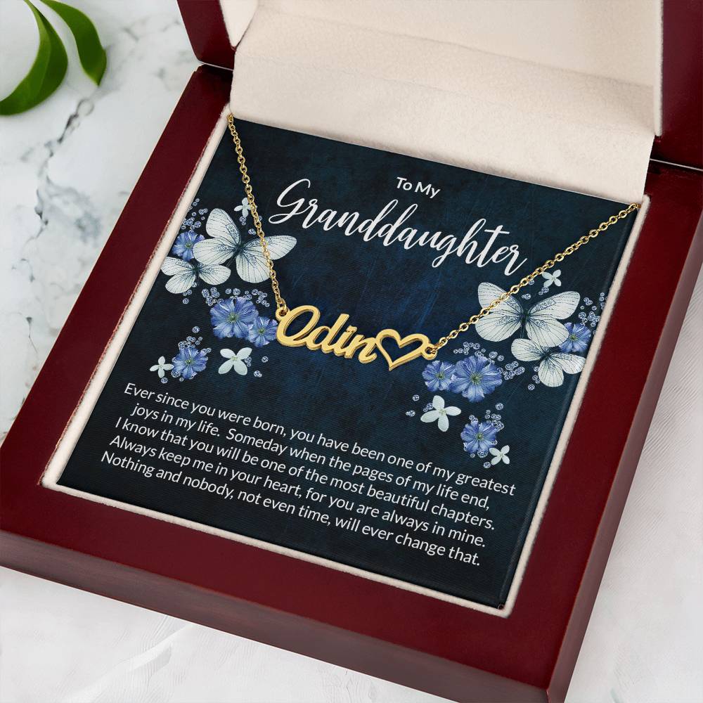 Granddaughter Beautiful Chapters Name Necklace with Heart-[Heartfelt Family Gift]