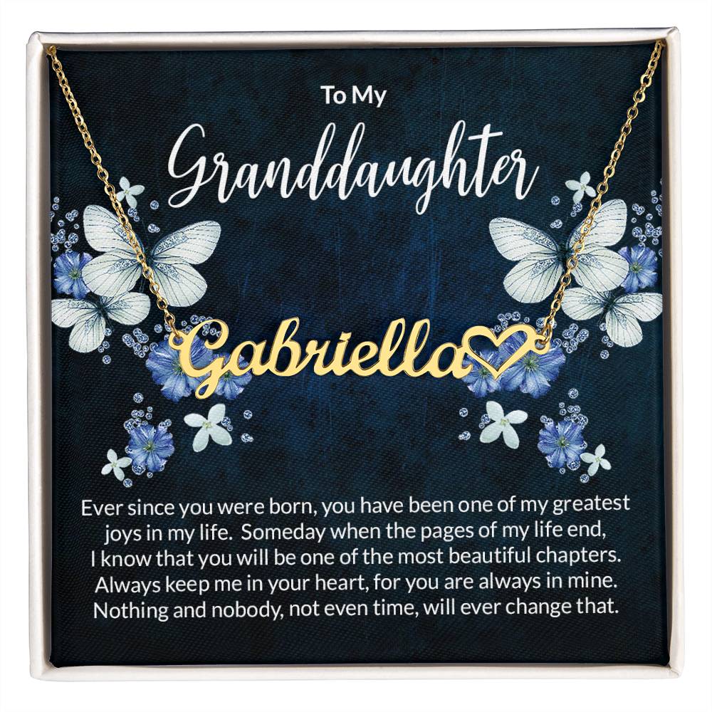 Granddaughter Beautiful Chapters Name Necklace with Heart-[Heartfelt Family Gift]