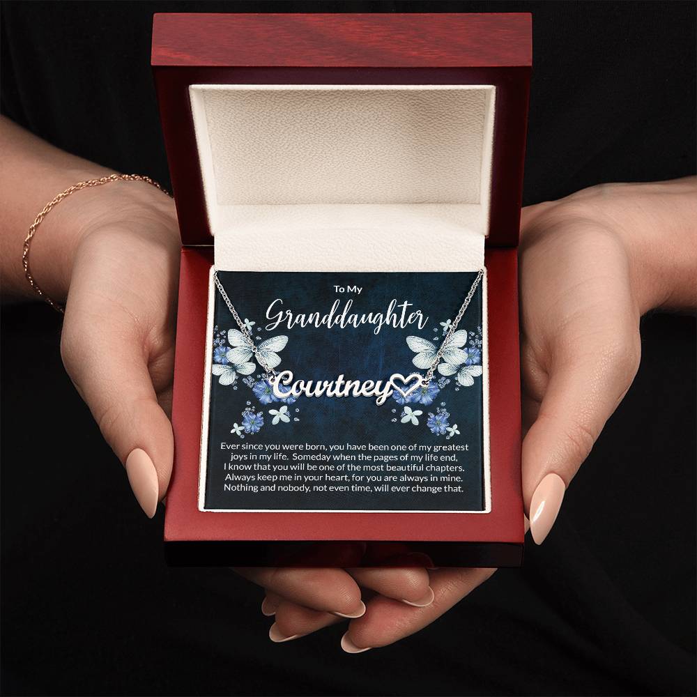 Granddaughter Beautiful Chapters Name Necklace with Heart-[Heartfelt Family Gift]
